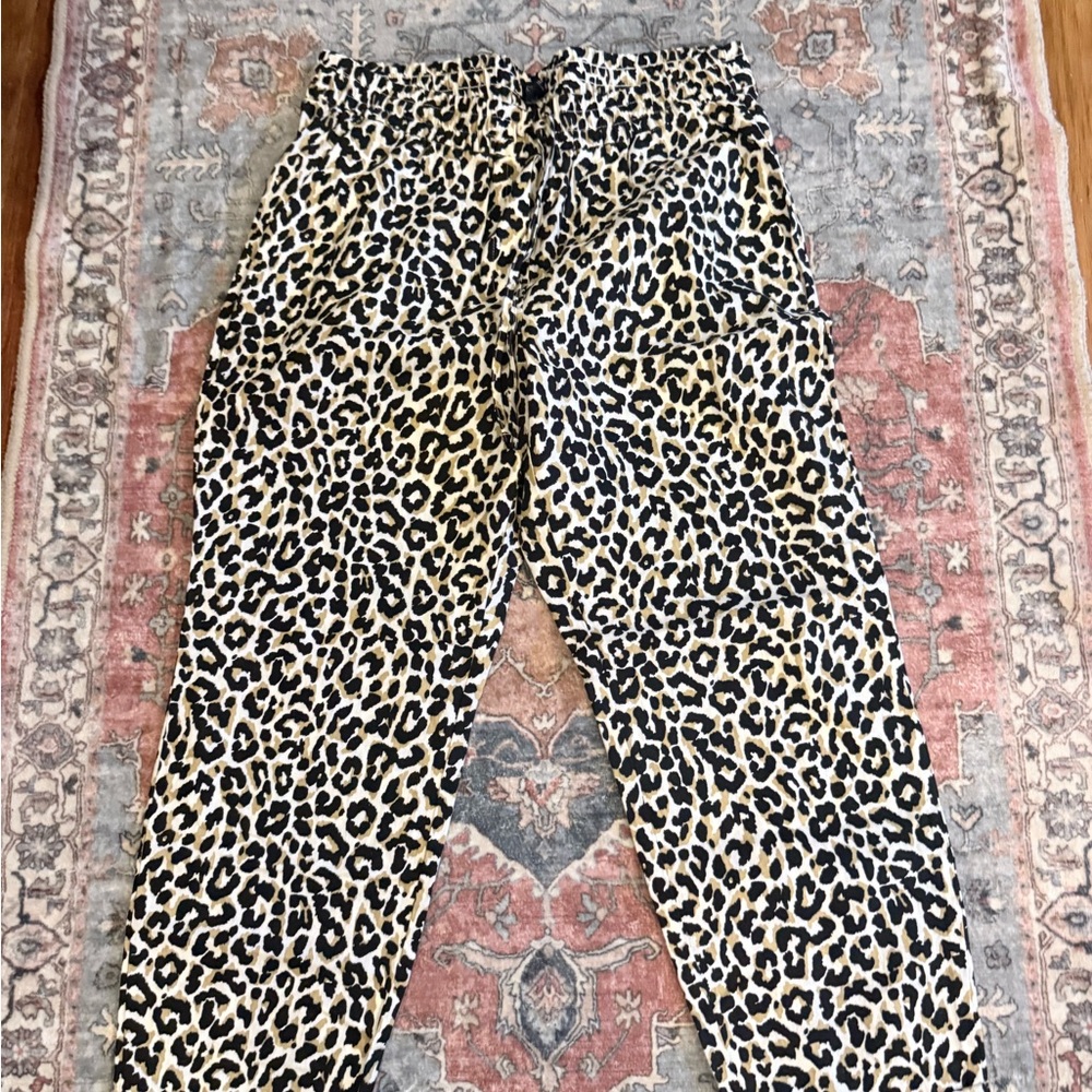 J. Crew Factory Leopard Print Jogger Pants in Black, Cream, Tan